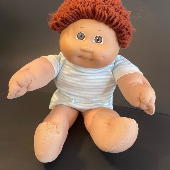 Vintage Boy Cabbage Patch Kid - Red Curly Hair & Striped Shirt - Picture 4 of 7